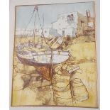 A Bernard DEFOUR A beached boat ( 18 x 14 )