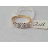 A five stone ring in 14ct gold 2.84g