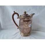 A George III coffee jug with half fluted body and crest 8 1/2 inches high London 1814 by Eames &