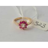 A pink and white stone 9ct dress ring size M ½