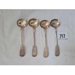 A set of 4 Exeter salt spoon & fiddle pattern, 1851 by R.W & J.W & J.W