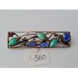 A good quality Arts & Crafts stone set brooch 7cm wide 14g inc possibly by Sybel Dunlop