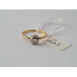 A single stone 18ct gold & platinum diamond ring size M 1.8g inc