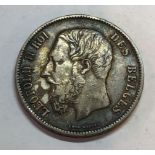 Belgium five franc 1871