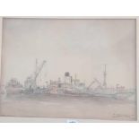 A J SEHUDDADOOM Dutch boats a water colour and pencil ( 11 x 15 ) signed & inscribed