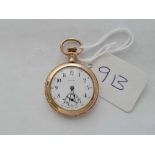 A ladies rolled gold fob watch by Locust with seconds dial