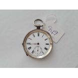 A gents silver pocket watch with seconds dial front glass missing