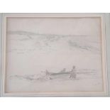 A Henry MOORE RA RWS (1831-1895) pencil sketch of figures on beach ( 9 1/2 x 12 ) inscribed # Ex