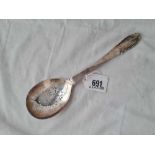 A Georg Jensen Danish serving spoon with pierced bowl, 9” long, w.99g