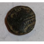 Ancient copper coin. Bust prooflike standing