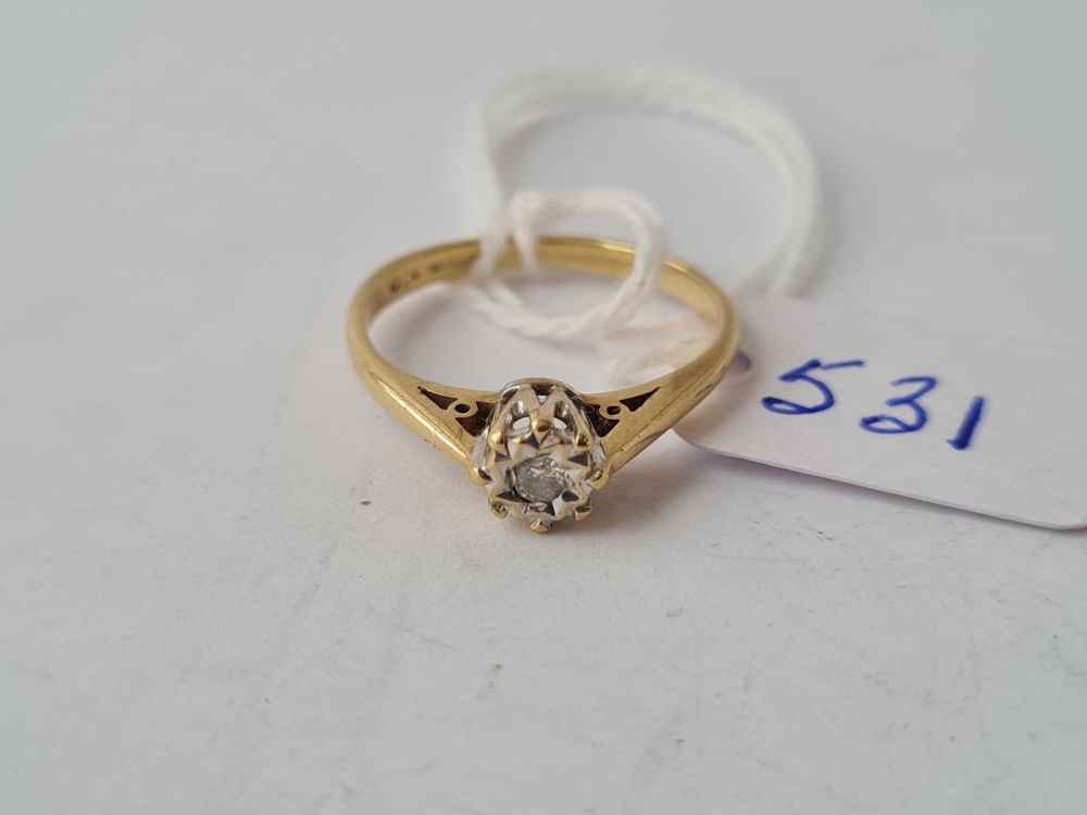 A solitaire diamond ring 9ct gold, size K, 1.6g