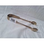 A pair of Exeter fiddle pattern sugar tongs, 1851, by JS, 44g