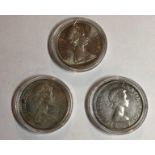 Three Canda silver dollars