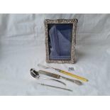 A oblong photo frame and a pickle fork B'ham 1862 etc.