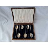 A boxed set of six nail topped coffee spoons Sheffield 1923