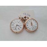 Two attractive continental silver fob watches both with seconds dial both in w/o