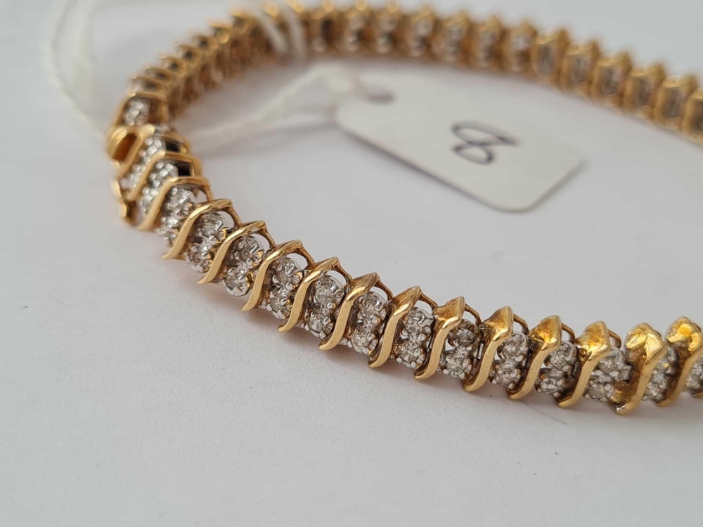 A DIAMOND BRACELET MOUNTED IN 9CT WITH OVER 1 CT OF DIAMONDS 13.8 GMS INC. - Image 2 of 2