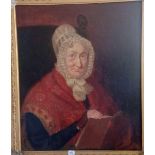 Victorian school A portrait of lady with red cape reading book ( 30 x 24 )