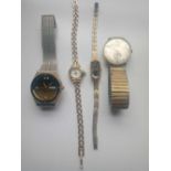 A bag containing two gents wrist watches one avia with seconds dial and two ladies wrist watches