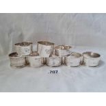 A group of 8 various napkin rings, Chester 1916 etc., w.131g