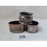 A pair of heavy oval napkin rings, B'ham 1944 & another 1899, w.114g