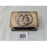 A match box case embossed with a panel of children Edinburgh 1888 by H&I - 54 gms