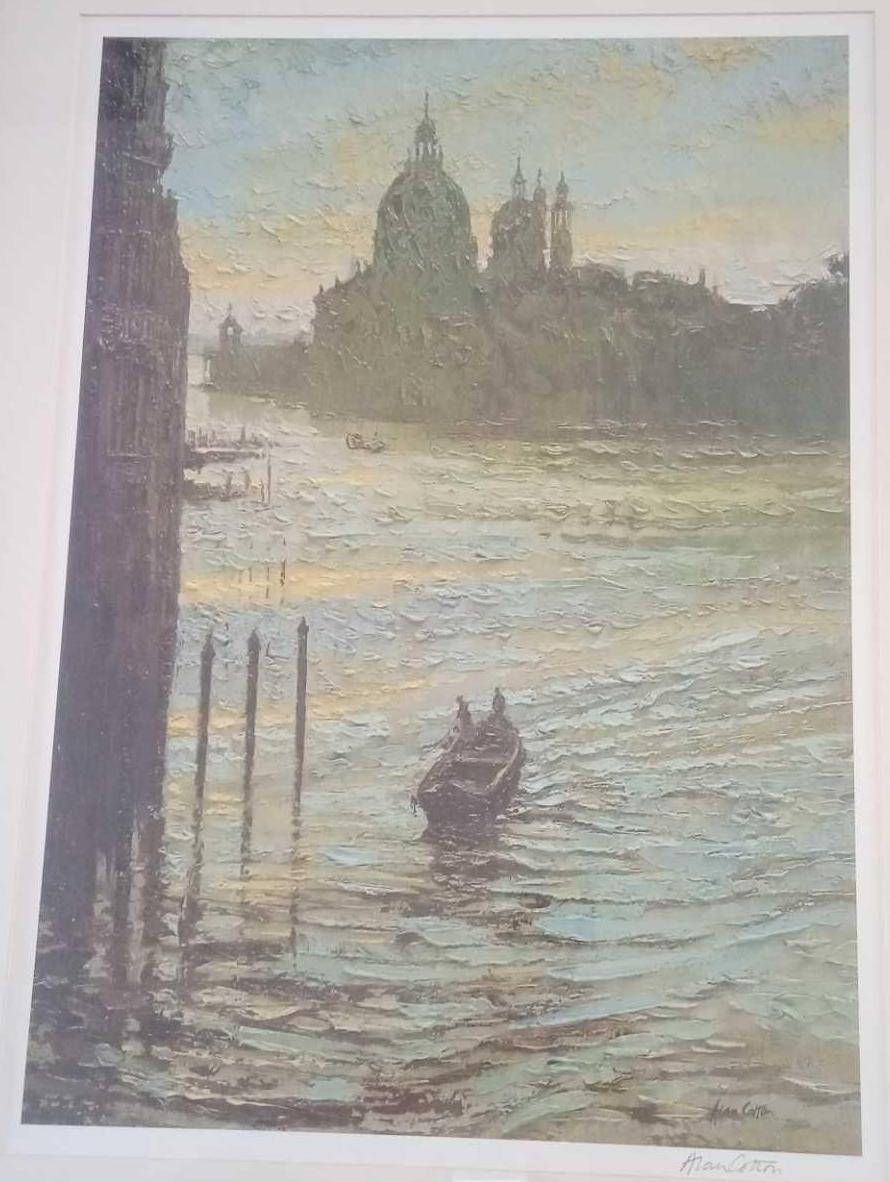 A signed print by Alan COTTON of Venice