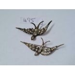 Two Edwardian silver and paste bird brooches