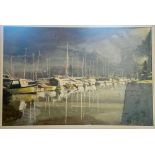 A Arthur BROWN boats in a harbour at night fall ( 23 x 35 )