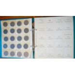 Coin album containing half-pennies 1908-1967, pennies 1922-1967, sixpences George VI - Elizabeth II