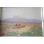 A Charles BRITTAN Cattle by a stream on moor (14 x 20) signed
