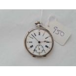 A continental silver pocket watch with seconds dial no winder