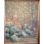 A Reni TOUSSAINT A wooded stream ( 31 x 25 ) signed