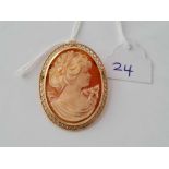 A cameo brooch / pendant 9ct - 5.4 gms