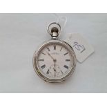 A gents silver pocket watch by Waltham with seconds sweep