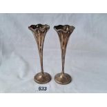 A pair of spill vases with trumpet shaped stems 5 inches high B'ham 1899 - 60 gms