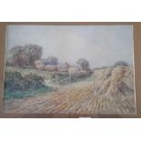 A Molyneux STANNARD Cornfield and Homestead at harvest time ( 9 1/2 x 13 1/2 ) signed