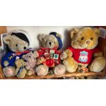A Liverpool FC bear with badges & two others
