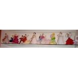 A shelf of Royal Doulton miniature figures (13)