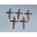 Five silver large crosses 46g