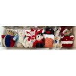 Eight Steiff teddies, Hedgehogs, Father Christmas etc