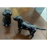 Two Beswick china black dogs, 1 with original sticker