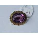 A Victorian amethyst brooch 15ct gold (tested)