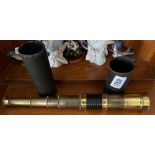 A 19th C small brass telescope with case 14" extended
