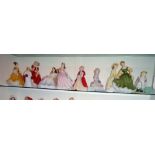 Shelf of Royal Doulton miniature figures(10)