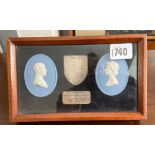 An unusual framed Wedgwood plaques of silver jubilee 1977 with silver shield