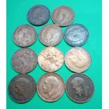 Eleven Edward VII and George V farthings