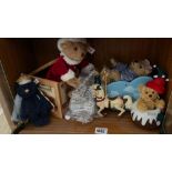 Five Steiff bears & teddys (on bottom shelf)