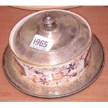 A Victorian EP butter dish with porcelain body