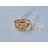 A gents signet ring 9ct size T - 3.3 gms
